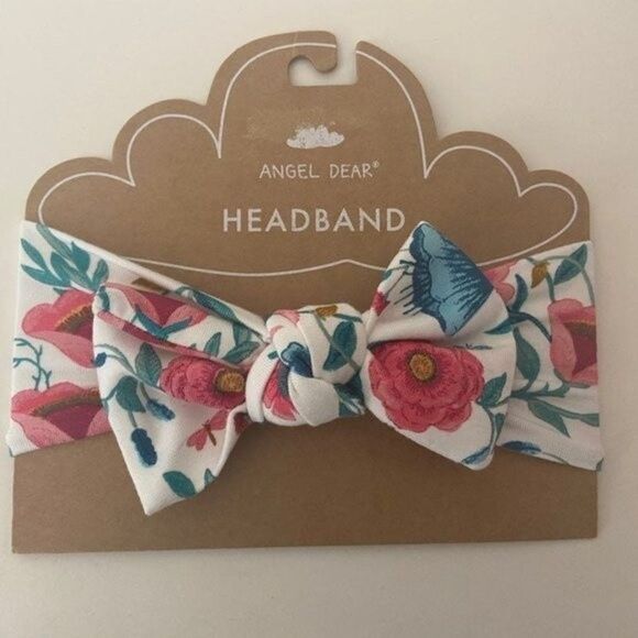 Angel Dear Floral Bamboo Knotted Bow Headband Baby Girls Size 0-12 Months NEW - Picture 2 of 4